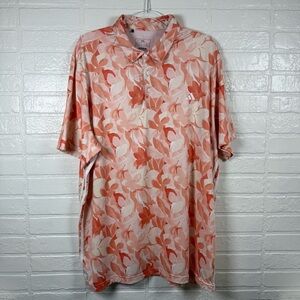 Adidas Golf Polo Shirt Mens 2XL Coral Floral Stretch Athleisure Summer Vacation